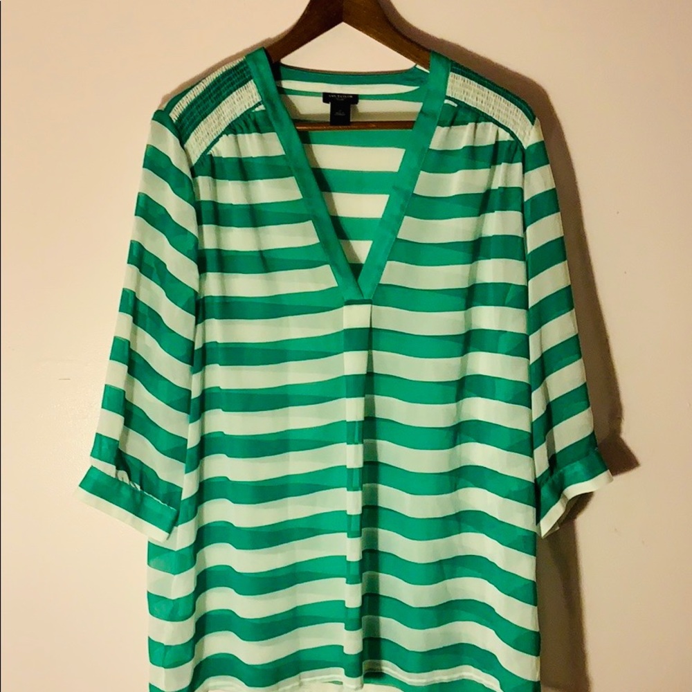 Anne Taylor Sheer Striped Blouse